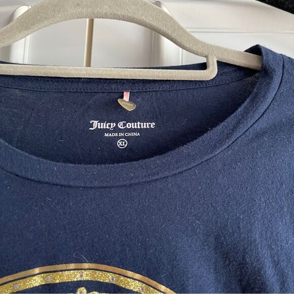 AUTHENTIC JUICY COUTURE GOLD NAVY GRAPHIC TEE - Picture 3 of 9